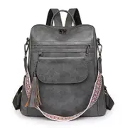 Women Backpack Vegan PU Leather Large Travel Backpack Shoulder Bag,Grey