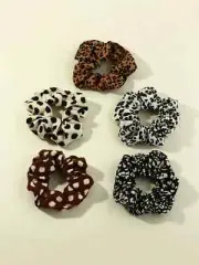 Women's Leopard Print Hair Scrunchies Mixed Prints 5 Styles
