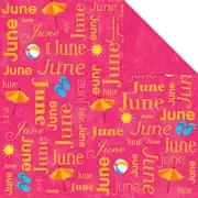 Scrapbook Paper 5p June Calendar Flip Flop Beach Ball Sun Summer Vacation 2sd