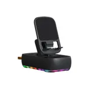 Cell Phone Stand with Bluetooth Speaker and Colorful Ambient Light, Foldable Stand, Support TF Card Wireless Speaker for Desk Compatible with iPhone ipad,Black