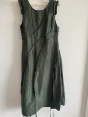 Aje Dress Size 14 AU/10 US Unlace Midi Bonsai Dark Green Linen/Silk BNWT RRP$795