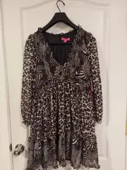 Betsey Johnson Dress Women’s Size 10 Leopard Print Baby Doll Dress NWT