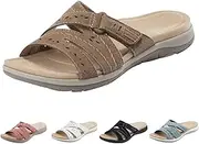 [Generic] Orthopedic Sandals for Women Comfortable Slides Summer Walking Plantar Fasciitis Sandals with Arch Support Adjustable Hook and Loop Straps Outdoor slip-on shoes