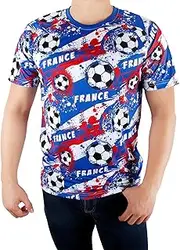 [Simapak] Men's France Soccer Supporter of Football Fans Tee Raglan Game Days Jersey T-Shirts - Multicoloured, Multicoloured