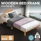 Single Bed Frame Solid Pine Wood Mattress Platform Bed Base Round Headboard Oak