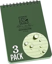 Rite in the Rain Weatherproof Top Spiral Notebook, 4" x 6", Green Cover, Universal Pattern, 3 Pack (No. 946-3)