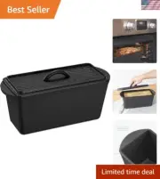 Cast Iron Bread Loaf Pan with Lid, 13x5 inches, Black