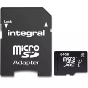 64GB Integral Ultima Pro microSDXC CL10 (90MBs) High-Speed Memory Card w/Adapter