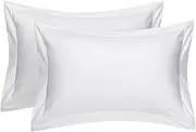Pack of 2 White Oxford Pillowcases |Standard 50x75cm Pillow Covers| 400 Thread Count 100% Egyptian Cotton Hotel Quality Pillow Sham - Decorative Bedroom Pillow Case Pair