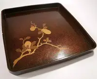 在飛比找樂天市場購物網優惠-日本漆器 大漆金蒔繪茶盤 梨地金干泡臺 托盤 直