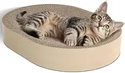 Oval Cat Scratcher Cardboard, Portable Cat Scratcher Bowl, Durable Cat Scratching Stick, Curved Cat Scratch Pad with Catnip, Furniture Protector from Cat Claws (60 * 39 * 10 CM) ﻿
