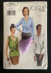 New Vogue 7232 Wrap Tops Blouse Sewing pattern Size 8 to 12