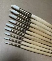 9x Raphael D'Artigny Interlocked White Bristle Round Brushes 358 Sizes 2-18
