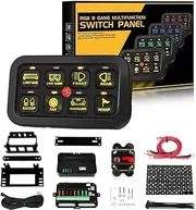 8 Gang RGB Switch Panel, Auxiliary Circuit Control Box Electronic Relay, 5 Brightness Levels Multifunction Toggle Switch Button, for Truck RV ATV UTV Boat