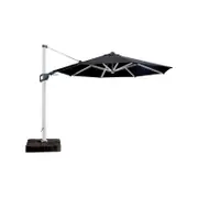 Coolaroo 3.5m Black Round Brighton Solar LED Cantilever Umbrella