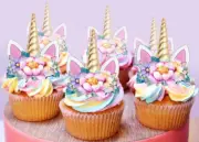 24 STAND UP MINI EDIBLE UNICORN GOLD HORN AND EARS CUPCAKE CAKE TOPPERS IMAGES