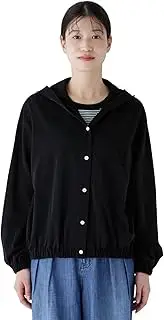 [HUMAN WOMAN] 077-5160404 Long Sleeve Full Button Hoodie (Sheer Material) / Women's