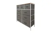 Foret Chest of 9 Drawers Storage Cabinet Tower Dresser Tallboy Retro Wooden Top