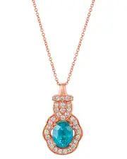 Le Vian 14K Rose Gold 2.40 ct. tw. Diamond & Blue Zircon Pendant Necklace