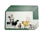 12pc Urban Farm Yard Placemats and Coasters Green Kitchen Decor Tableware