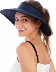 NWT Simplicity Foldable UPF 50+ UV Protection Wide Brim Navy Blue Beach Sun Hat