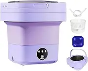 Portable Washing Machine - 8L Upgraded Large Capacity Mini Washer for Apartments and Dormitories, Purple Foldable Washer with 3 Cleaning Modes and Blue Light Sterilization for Underwear, Baby Clothes