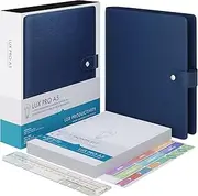 [LUX PRODUCTIVITY] A5 Binder Organizer - Agenda 2023 daily, weekly & monthly management undated to do list & Unisex Business Planner - PU Leather Journal - Goal setting gratitude notebook & appointment book by - Lux Pro A5 Ed.2 Blue - Midnight