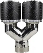 Y type Flat cutting modification suitable Compatible For VW Golf carbon fiber Car Exhaust Nozzle Modified Tail Mouth(Equal in63-out101mm)