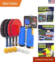 Ping Pong Paddles Set - Professional Table Tennis Rackets and Balls, Retracta...