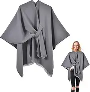 [Shengxi] Women's Knitted Ponchos Elegant Poncho Scarf Reversible Capes Blanket Open Front Warm Wrap Cardigans Knitted Coat