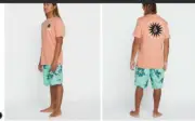 NEW Volcom sz 36 Mod POLYDACTAL green blue aqua floral 20" long swim board short