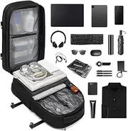 60L Large Travel Backpack with Wheels, Three-layer Partition Design Vacuum Compression Backpack with 17 Inch Laptop Compartment & Air Pump for Men Women Adults