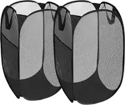 2 Pack Foldable Mesh Laundry Baskets for Temporary Storage, Toys & Change of Clothes, Black