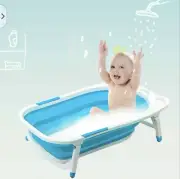 Blue Baby Folding Bathtub Infant Collapsible Portable Shower Basin