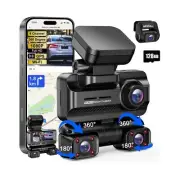 Dash Cam 4 Channel 360° Front Rear Inside DashCam, 4K Full HD Dashcam Car C