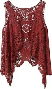 [PUWEI] Women's Open Front Crochet Bohemian Hippie Butterfly Vest Cardigan Coverup