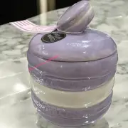 Pastel Purple Macaroon Pastry, Ceramic Cookie Jar Kitchen Canister New 6.5“
