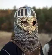 Valsgarde Viking Helmet Halloween Medieval Knight Vendel Helmet with Chainmail