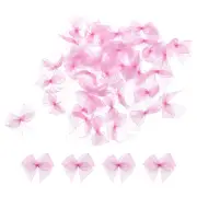 50Pcs Mini Chiffon Ribbon Bow 1" Mini Fabric Satin Craft DIY Light Rose Purple