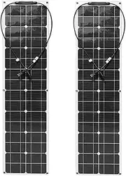 Solar Panel, Solar Panel 50W 100W Solar Panel Solar Photovoltaic System Roof RV RV Boat Charging for RV Car Boat Camping Shed(Black Double Board) (1 White Double Board)