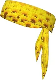 Yellow Sunflower Sports Strap Double-Sided Headscarf Men's Bow Tie Sports Headscarf Running Yoga Exercise Headband