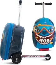 Zinc Flyte Kids Suitcase Scooter Stormy The Shark 18"