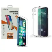 iPhone 13 (6.1") Clear Soft TPU Bumper Slim Cover Case (Includes Temper Glass)