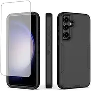 [Sidande] Case for Galaxy S23 FE Case, Samsung S23 FE SM-S711U with Tempered Glass Screen Protector, Rugged Dual Layer Support Magnetic Car Mount Protective Cover for Samsung Galaxy S23 FE Purple Black