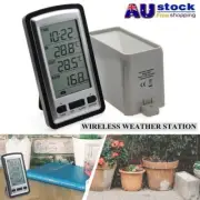 Wireless Weather Station Thermometer LCD Digital Alarm Clock Outdoor Rain Gauge