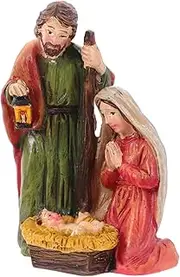 PAMINGONO Miniature Nativity Sets Resin Jesus Ornaments Christmas Decorations Statue Religious Tabletop Decor