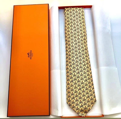 ya25 Herms Hermes Bicycle Pattern Silk Tie Only Available Herms'S Disposal Plan
