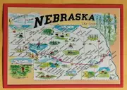 Postcard NE: Greetings from Nebraska - The Cornhusker State/State Map. Nebraska