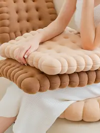 在飛比找松果購物優惠-毛絨餅乾造型靠墊 舒適坐墊 地上椅墊 辦公室椅墊 (8.3折