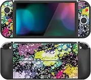 playvital ZealProtect Soft Case Protective Cover for Nintendo Switch OLED, Flexible Grip Cover for Switch OLED with Thumb Grip Caps & Button Caps Stickers - Watercolour Splash